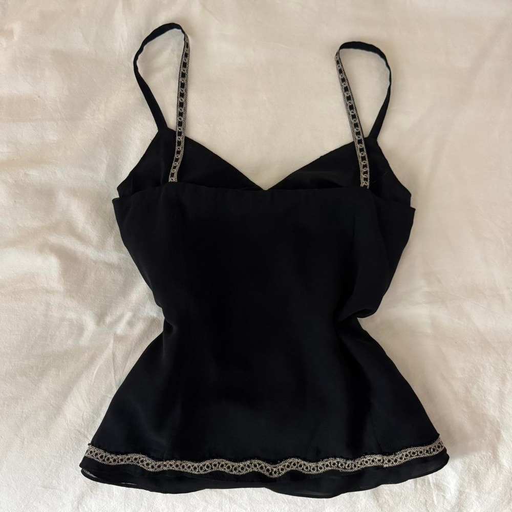 Vintage Ann Taylor 100% Silk Beaded Babydoll Tank Top - Picture 5 of 8